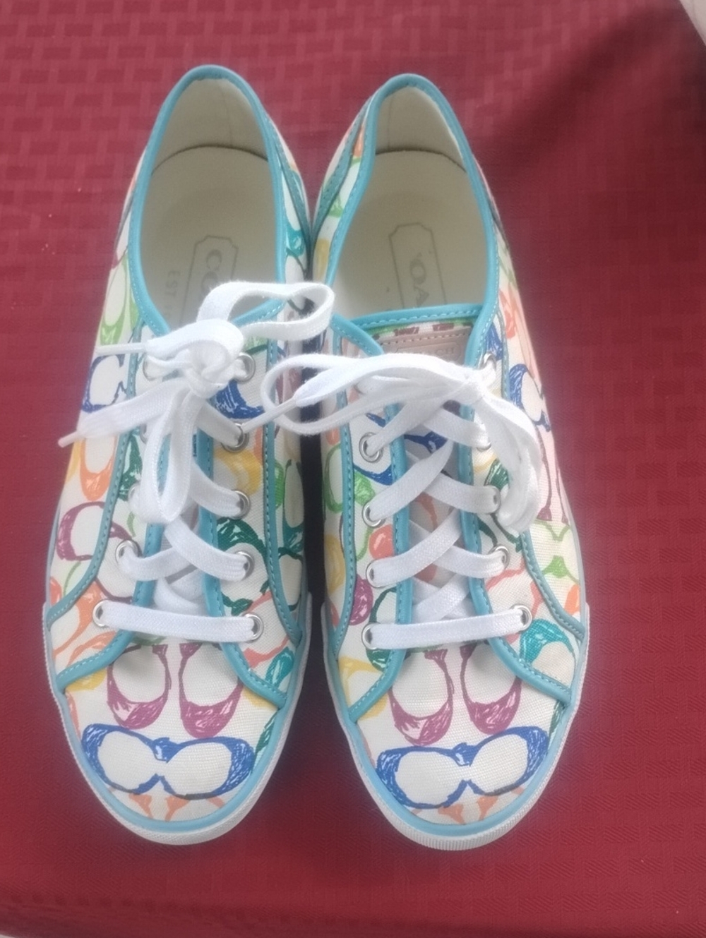 Coach Dawnell Signature Print Canvas Sneakers Size 10 - Picture 1 of 16